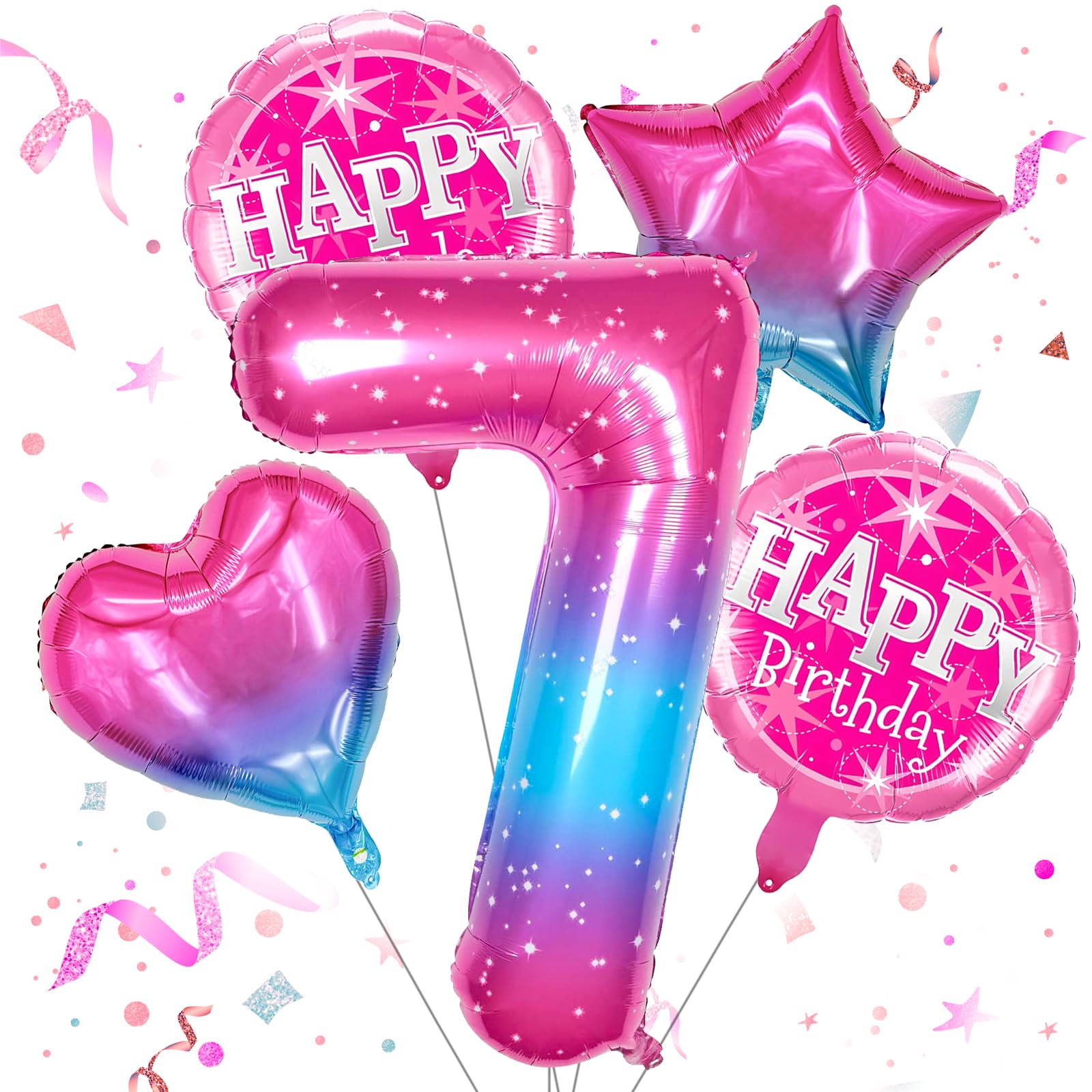 Photo 1 of Jinrea Gradient Foil Number 7 Balloon, 40-inch