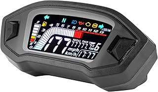 Motorcycle Instrument-Digital Speedometer LCD Universal Motorcycle Speedometer Gauge Motorcycle Instrument LCD Odometer Waterproof Speed Gauge for 1 2 4 Cylinder Motorbike