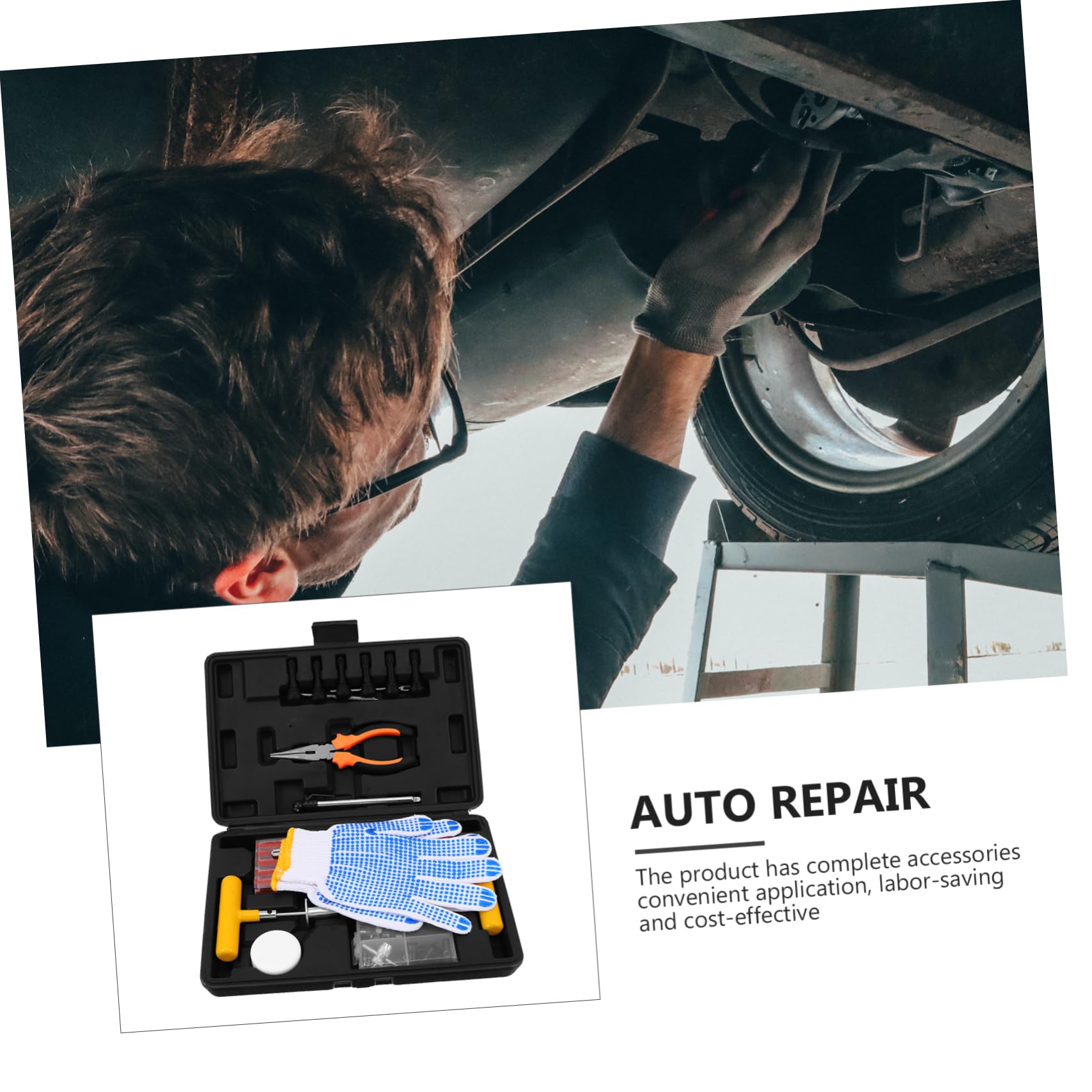 Cabilock Autoreifen Reparaturset aus Stahl Leicht und Tragbar und 100 Stück Gummi Aluminiumlegierung Kunststoff für Autoreparatur
