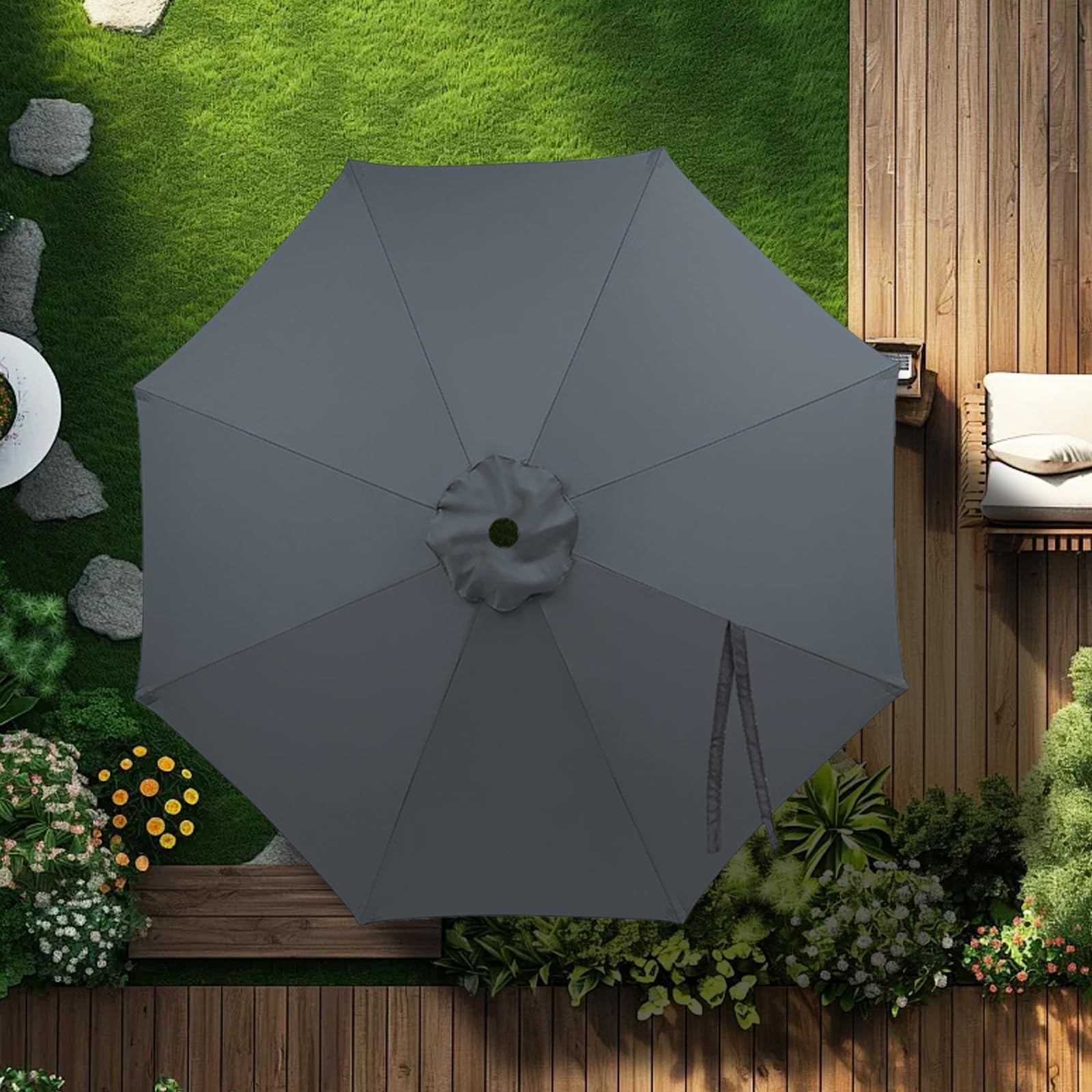 Generico Copertura per Ombrellone In Tessuto Di Ricambio 3m 3.5m 4m 8 Braccia Telo Per Ombrellone per cortile giardino piscina prato Viola 8 costole - 350 cm