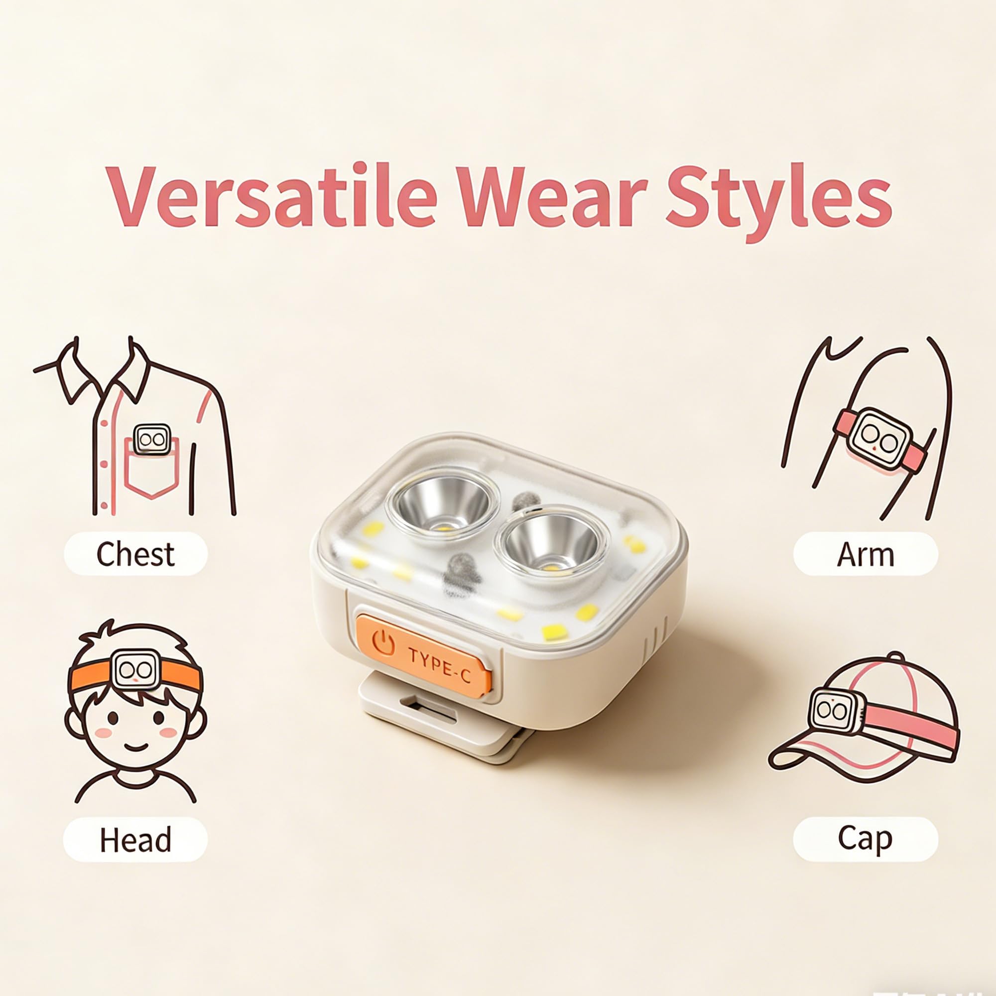 Ensemble d'éclairage de camping pour parents et enfants, lanterne pour enfants et lampe frontale rechargeable avec détecteur de mouvement USB-C chargement, équipement de randonnée mains libres pour