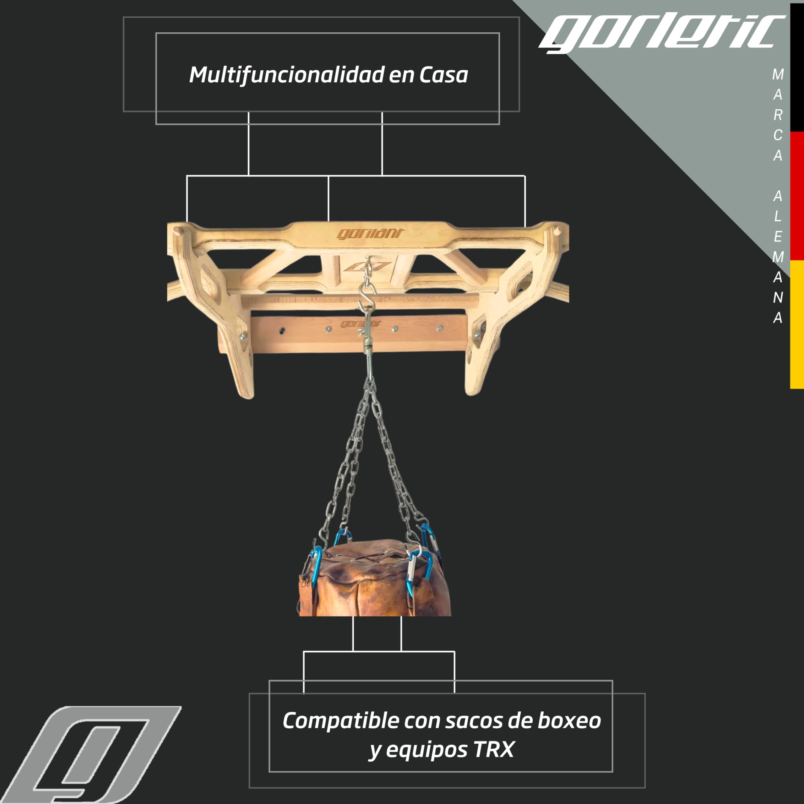 Support Sac de Frappe pour Barre de Traction Titan: conçu pour Les entraînements de Boxe, MMA, pour Barre de tractions Murale