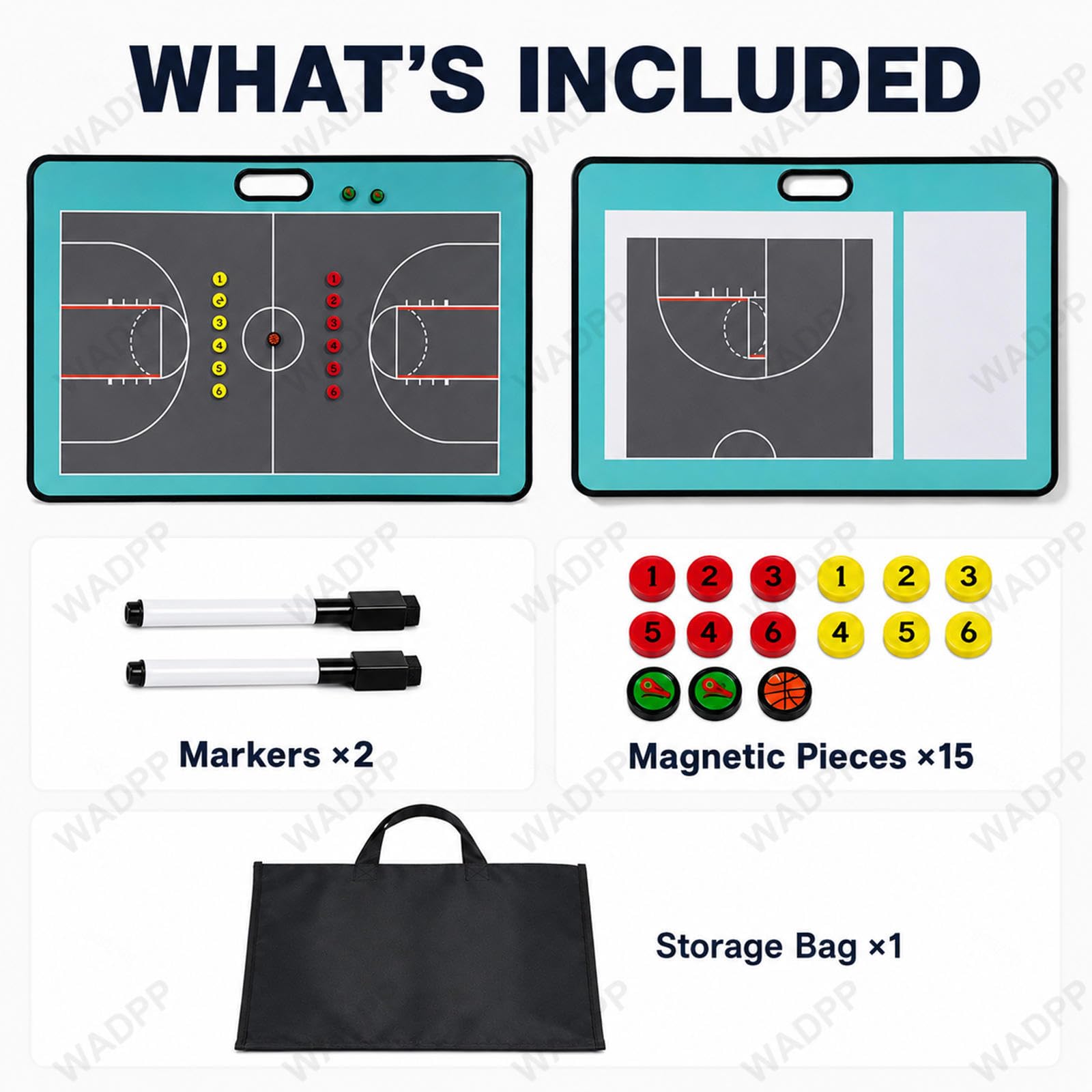 Pizarra Táctica de Baloncesto Magnética Doble Cara Cancha Completa y Media