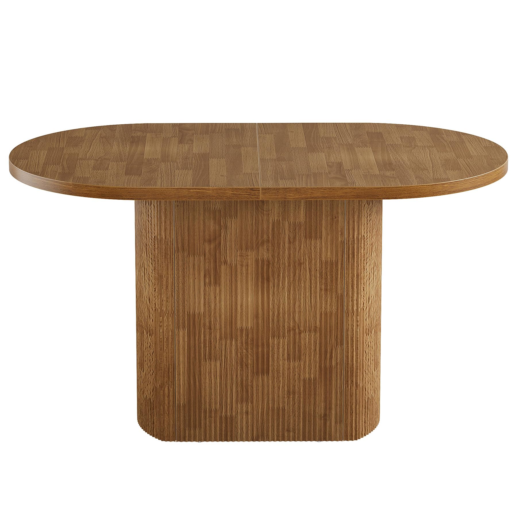 Tribesigns Mesa de Comedor para 4 Personas, 120 cm, Ovalada Mesa de Cocina Rústica de Madera con Base de Madera, Mesa de Comedor Pequeña para Comedor, Cocina, Sala de Estar, Marrón