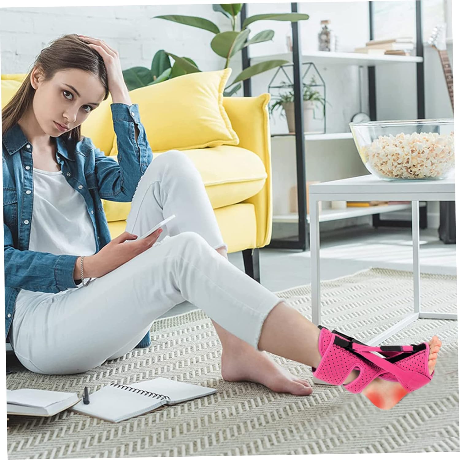 Plantar Fasciitis Night Splint Lightweight Foot Drop Brace Relief Heel Pain Foot Drop Ankle Support for Men Women Pink Foot Drop Splint Plantar Fasciitis Night Splint Foot Drop Ankle Support Plantar