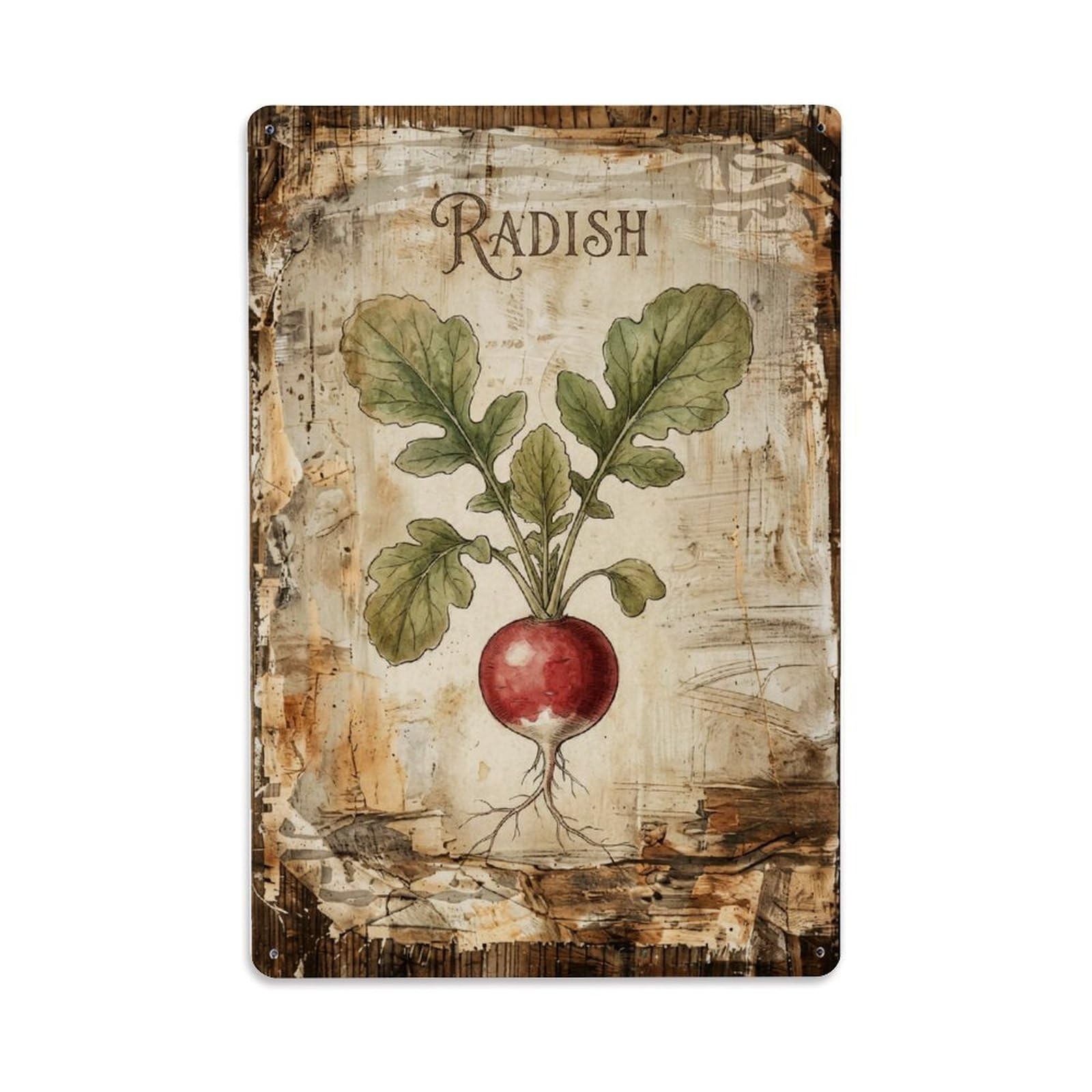 Fqnyr Style Radish Vegetable Root Metal Tin Sign Plaque Wall Decor For Cafe, Club Bar, Office, Home Garden Metal Poster 8X12inch