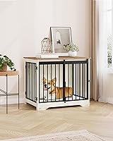 Vista 5 de Mueble de jaula para perros de 31.9 pulgadas con puerta de granero, perrera resistente para interiores con 2 puertas, mesa auxiliar de jaula