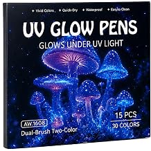 Maknook NEON Glow Pens 30 Colors with 100+ Stencils Kit, 15 Pcs