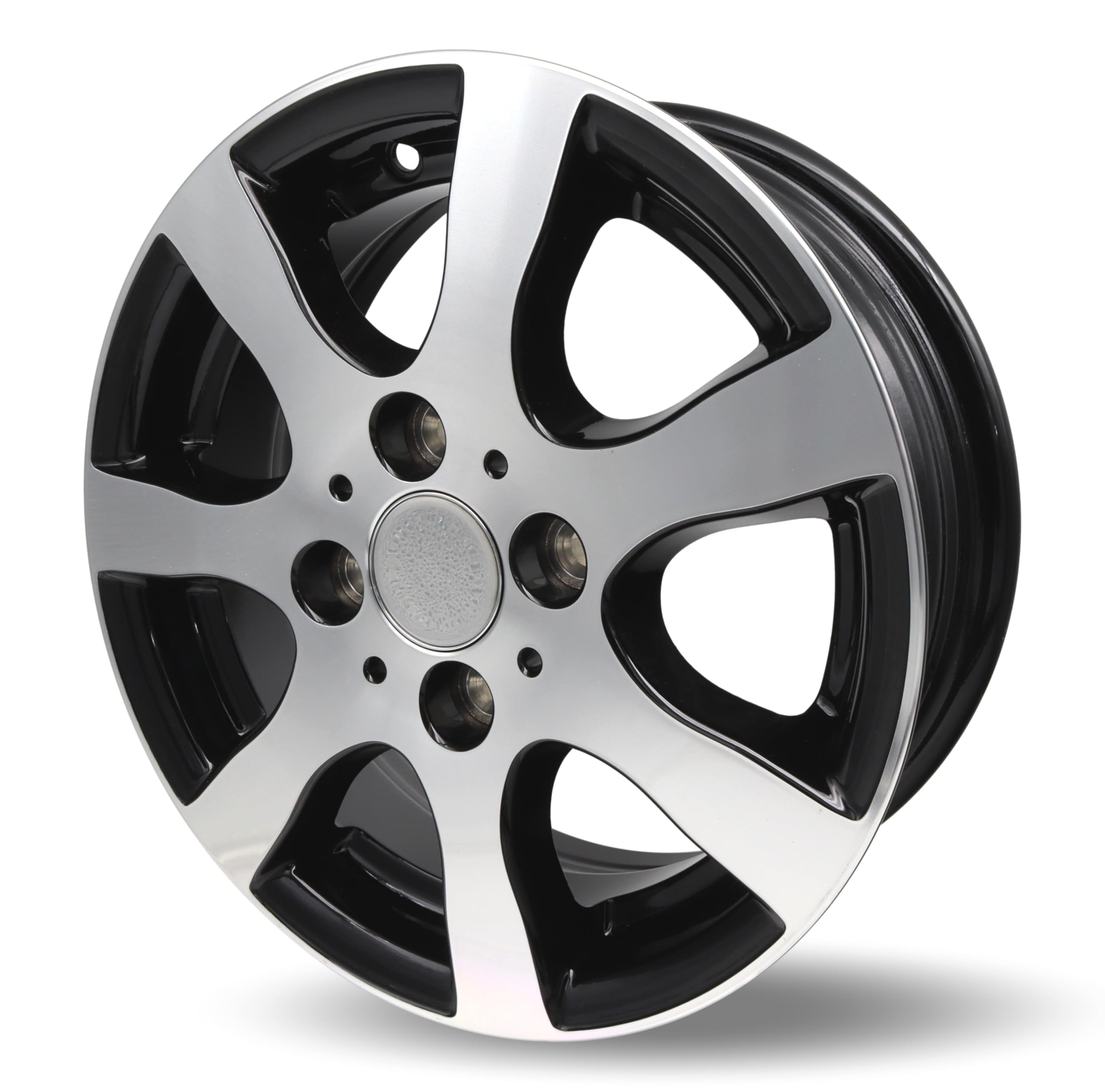 Tomason Germany TR3 5013/4 5Jx13 100 x 4 ET30 600 kg plateado/negro/negro pulido, por ejemplo, apto para Hobby, Caravan, Trailer, remolque, calidad de fabricante de equipos originales (4 x 100)