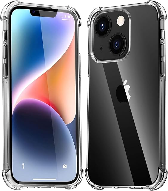 Melomon Clear Case for iPhone 14 Plus, Anti-Scratch, TPU Frame and Hard PC Back Plate, Transparent Shockproof Bumper Cover With 4 Protective Air Bags Fit for iPhone 14 Plus (6.7-Inch)