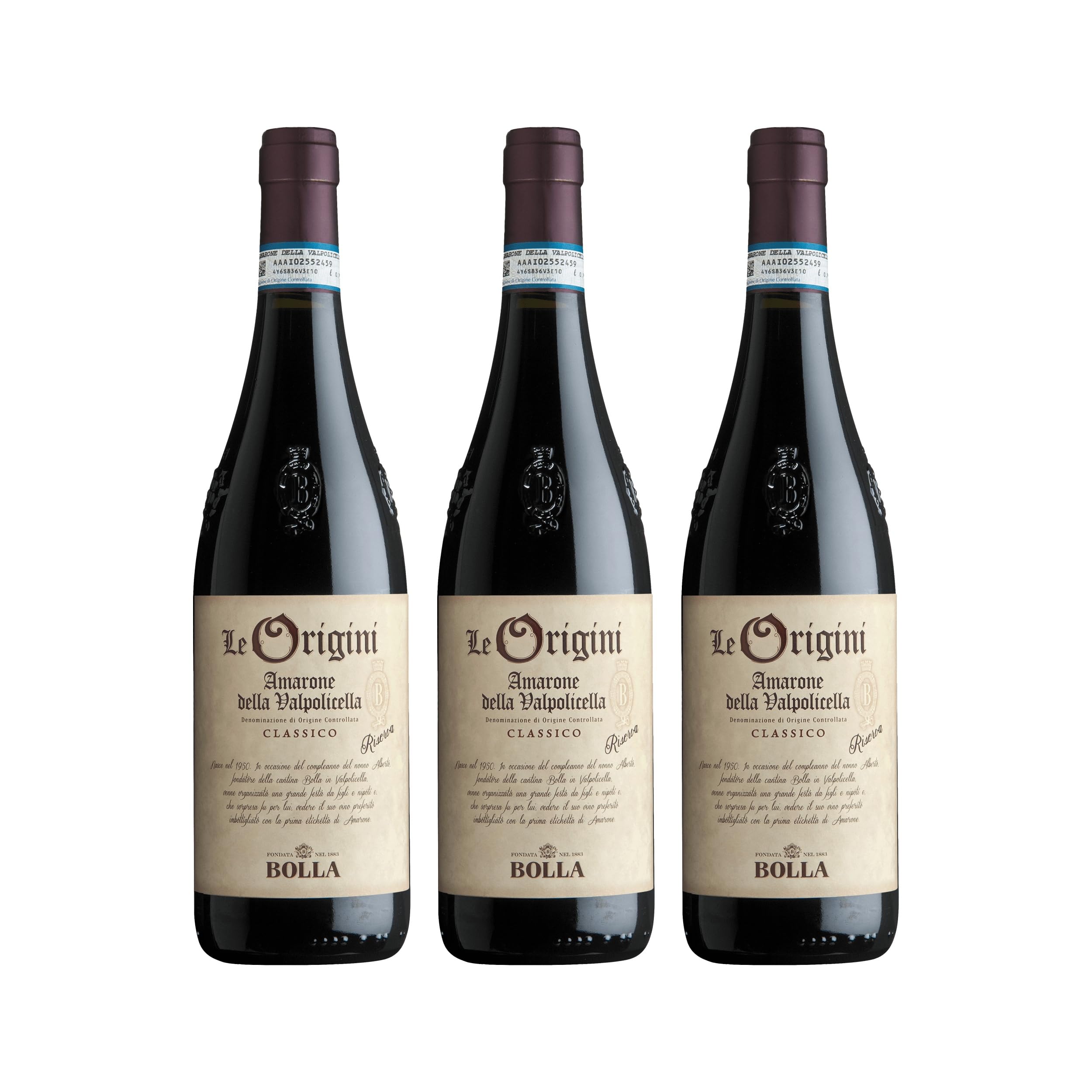 Bolla Le Origini Amarone della Valpolicella DOCG Classico Riserva trocken Rotwein Italien inkl. Feinwert E-book (3 x 0.75 l)