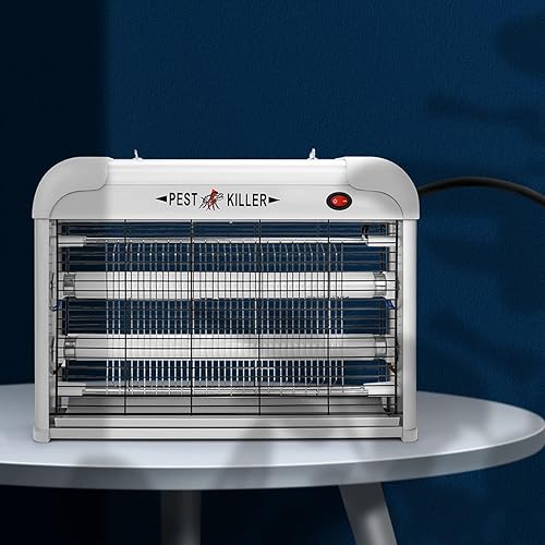 Miniatura 4 de Exterminador eléctrico de insectos para interiores, 2800 V potente asesino de insectos voladores con atracción de luz azul de 20 W, máquina de