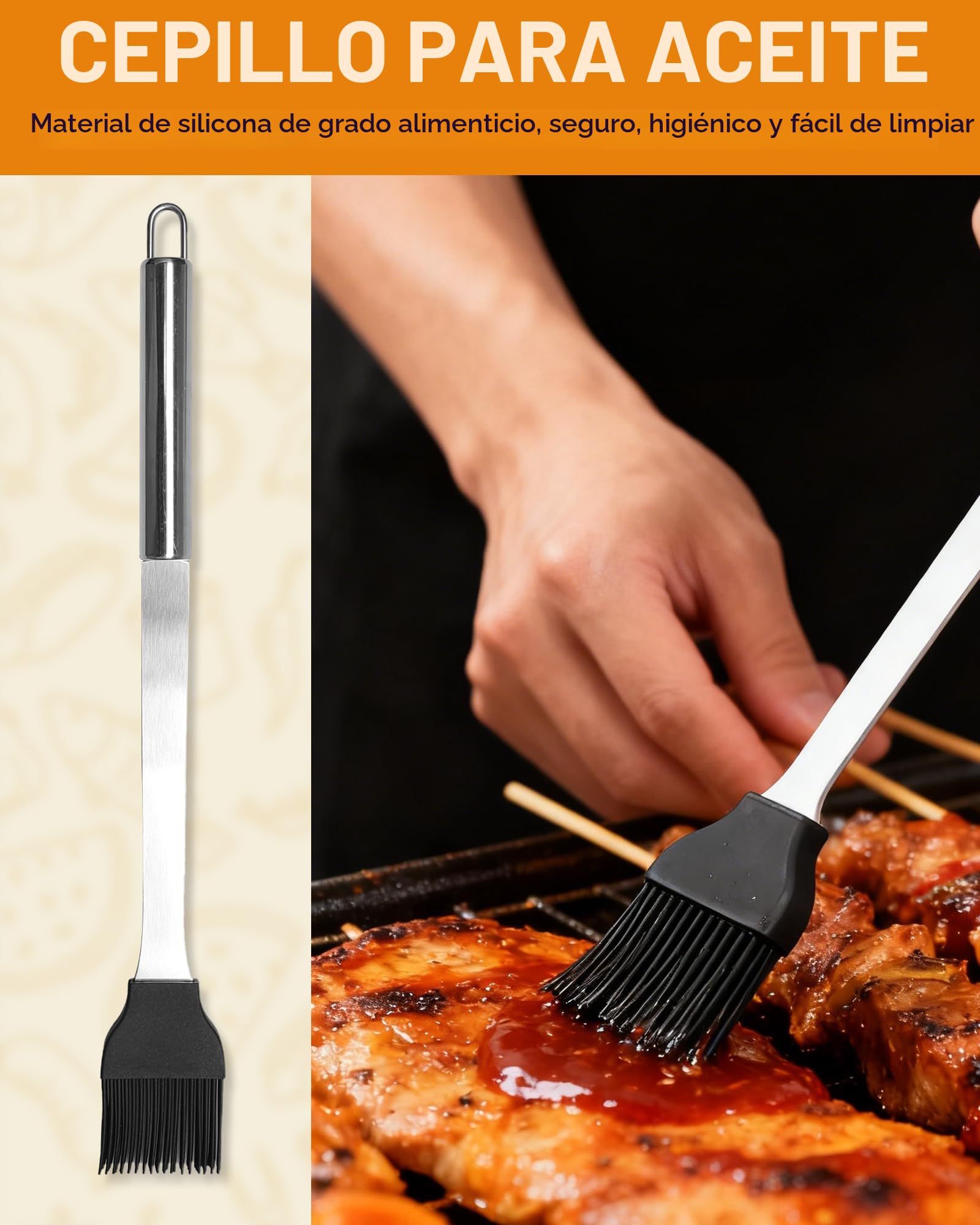 Set de Barbacoa Profesional de Acero Inoxidable 5 Piezas - Utensilios Barbacoa Kit Accesorios de Barbacoa Regalo para Hombres, 37x12x7 cm maletín de Aluminio Ideal para barbacoas y Cocina