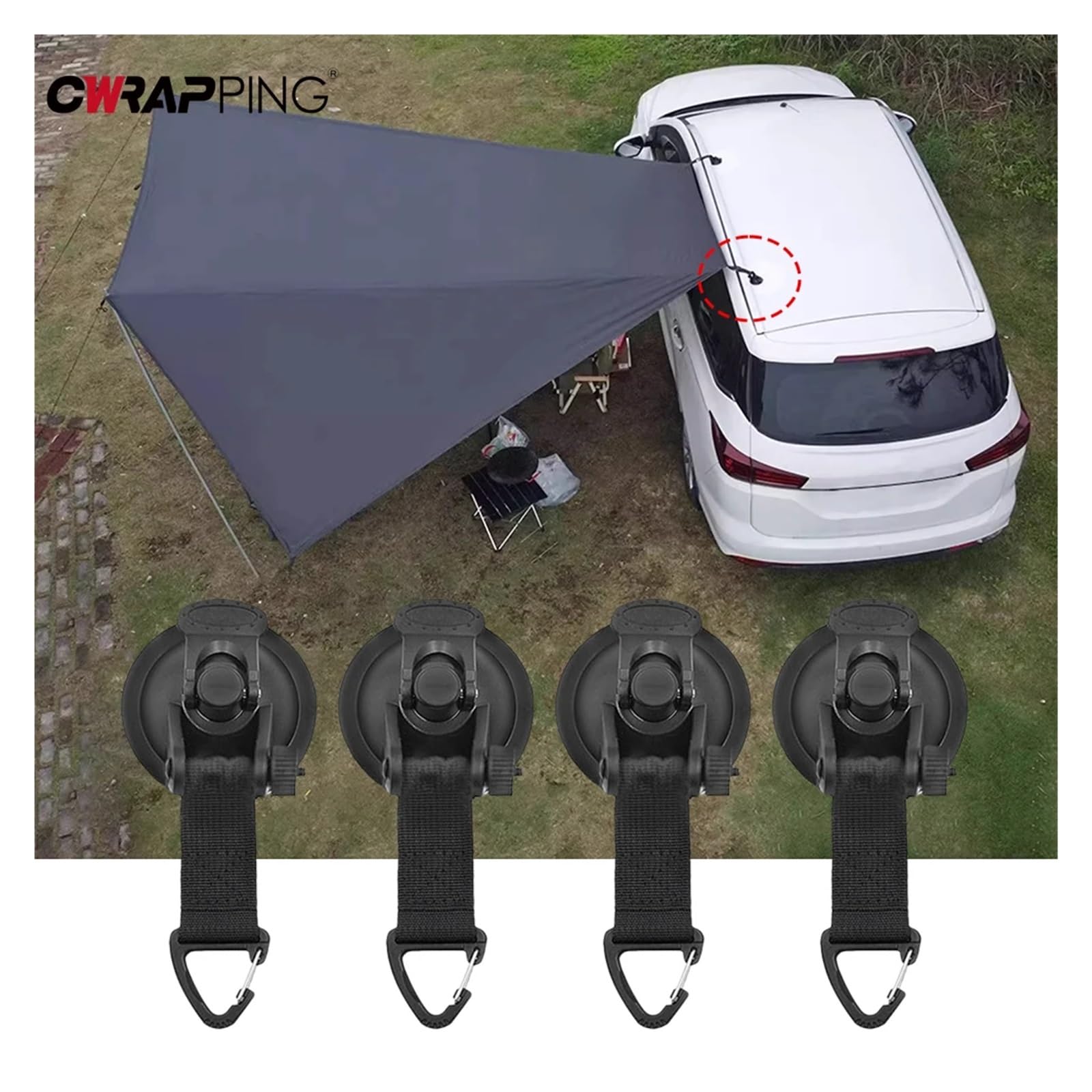 Fibbia a Ventosa for Tenda da Auto, ancoraggi Laterali for Campeggio, Ventose for, Gancio di Fissaggio for Camper, Accessorio Interno della Cabina(PC-4)