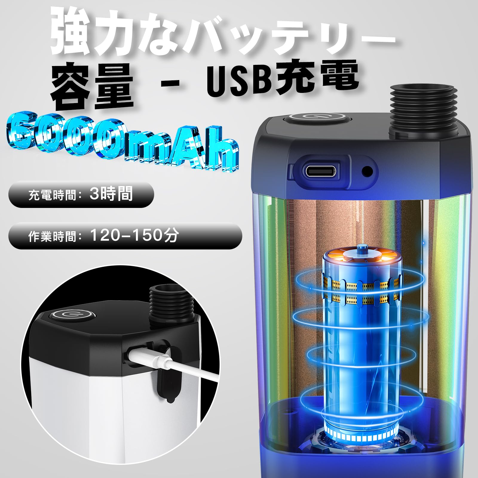 Amazon | Tipkook ポータブルシャワー 【USB充電式·水流量無段階調節