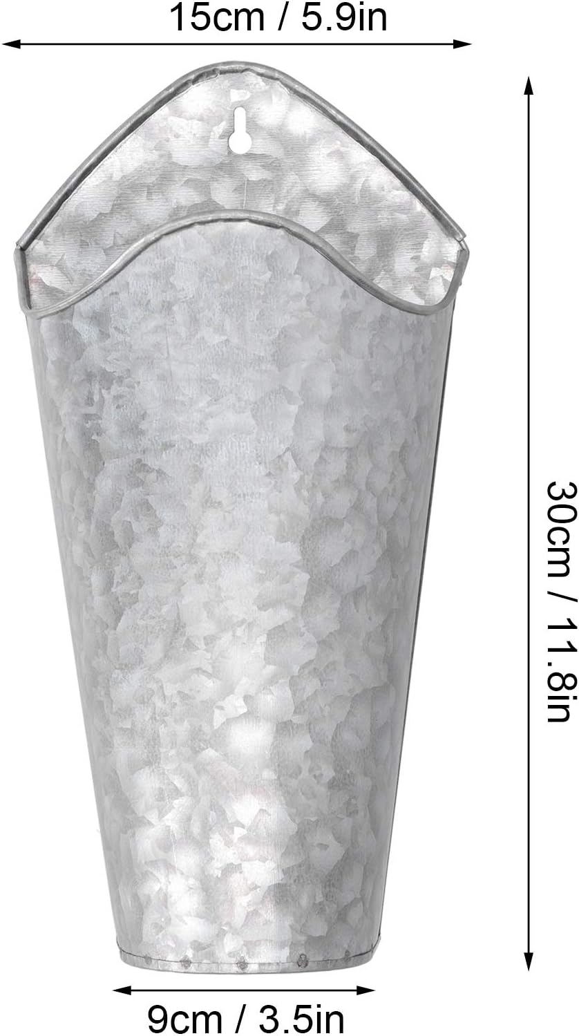 2 PCS Hanging Flower Pots, Iron Art Wall Planter Hanging Flowers Pot, Metal Iron Wall Planter Indoor for Home Indoor Outdoor Decoration 9x15x30cm