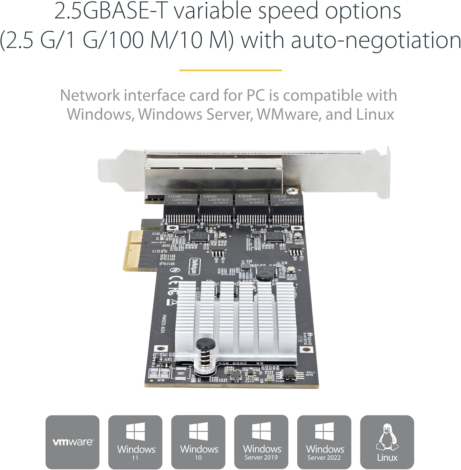 StarTech.com 4-Port 2.5Gbps NBASE-T PCIe Network Card, Intel I225-V, Quad-Port Computer Network Card, Multi-Gigabit NIC, PCI Express Server LAN Card, Desktop Ethernet Interface (PR42GI-NETWORK-CARD) - Image 4
