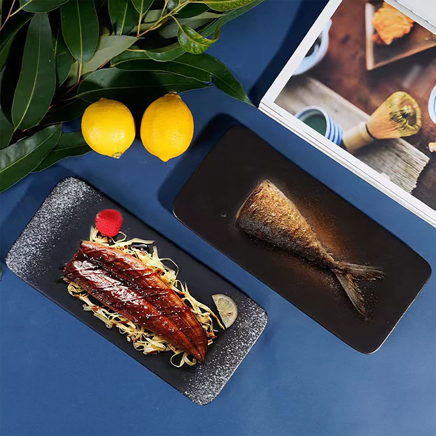 Sushi-Teller aus Porzellan, rechteckig, Serviertabletts, 4 Stück