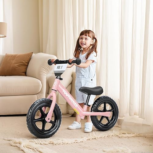 Miniatura 6 de Bicicleta de equilibrio de 12 pulgadas para niños de 2 a 5 años, bicicleta sin pedales con asiento ajustable sin herramientas, montaje rápido,
