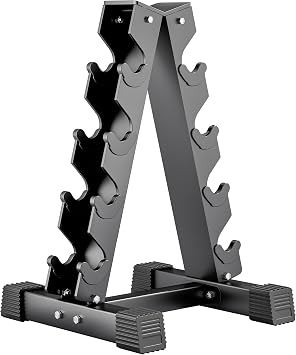 4-Tier Dumbbell Rack Stand, A-Frame Metal Weight Rack with Handle Space-Saving Strength Training Dumbbell Storage for Home Gym