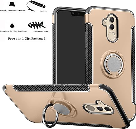 Labanema Mate 20 Lite Funda, 360 Rotating Ring Grip Stand Holder Capa TPU + PC Shockproof Anti-rasgu?os tel?fono Caso protecci?n C?scara Cover para Huawei Mate 20 Lite - Oro