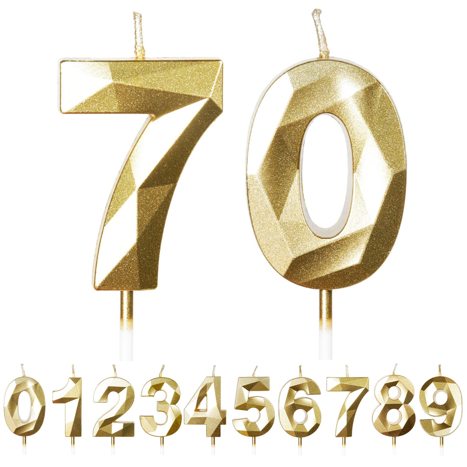 Fuzvol Gold Birthday Cake Candles, Number 70 Candle,Cake Topper Decorations