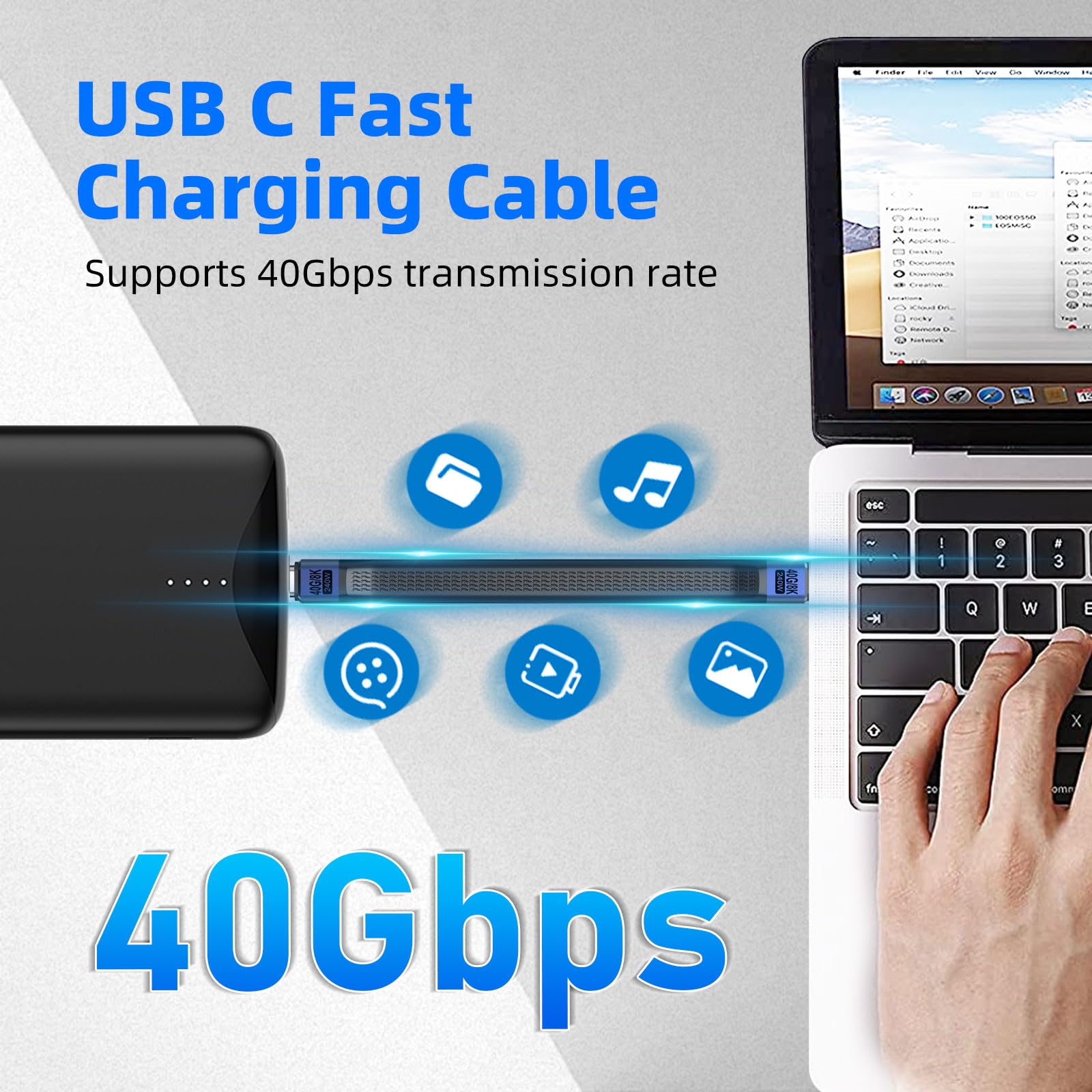 Ototon® 2M Câble USB C Vers USB C Coudé 90 Degrés Charge Rapide PD 60W