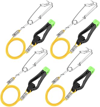 TSV 4PCS Power Grip Line Release Clips, Downrigger Snap Release with 17" Leader for Planer Board Trolling Offshore Fishing