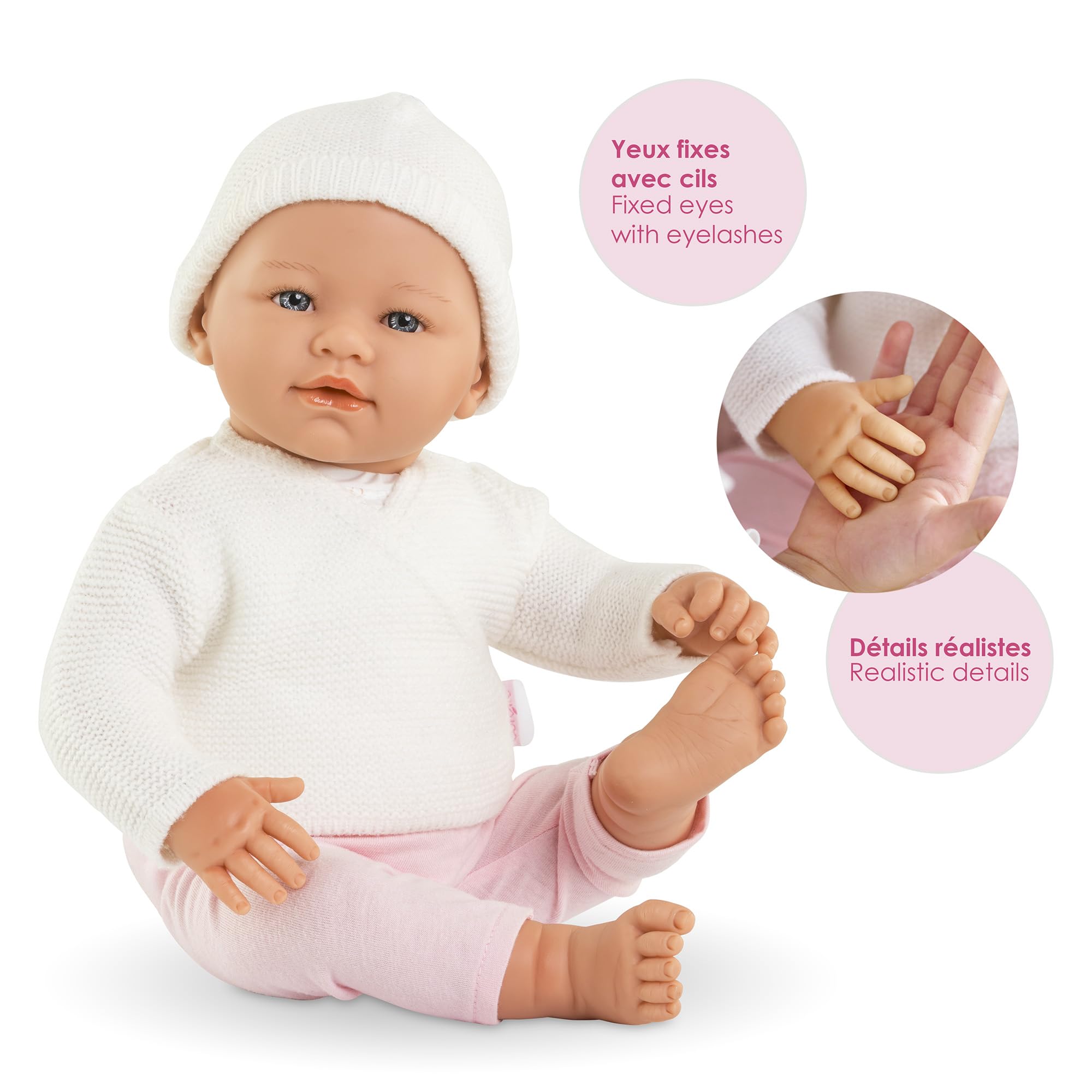 Corolle Mon Grand Poupon - Babypuppe 42 cm, realistische Weichkörper-Puppe mit Vanilleduft & Schlafaugen – ab 3 Jahren – lebensechte Spielpuppe für Rollenspiele, Puppenzubehör & Geschenk Mädchen