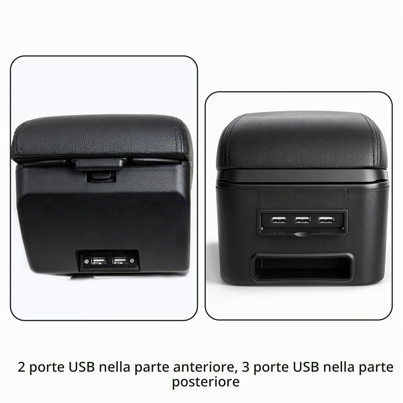 YJYWZH per Hyundai i10 2021 2022 2023 Braccioli Bracciolo Doppio Strato Centrale Console vano Nero Pelle