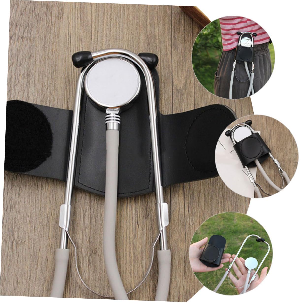 MAGICLULU 2 Series Soporte De Estetoscopio De Cuero De Protector Y Clip Para Estetoscopios Accesorio Y Portátil Para Profesionales Salud 2 Piezas*2