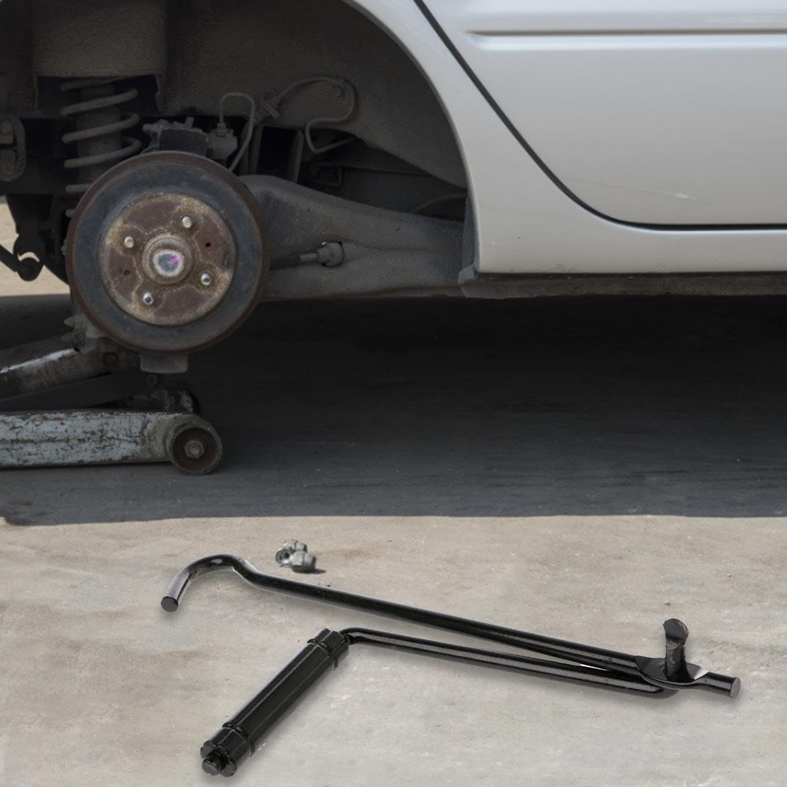 Manivela de Gato para Automóvil - Llave de Rueda para Gato de Tijera con Elevación Conveniente, Manivela Resistente para Reparación de Neumáticos y Automóviles