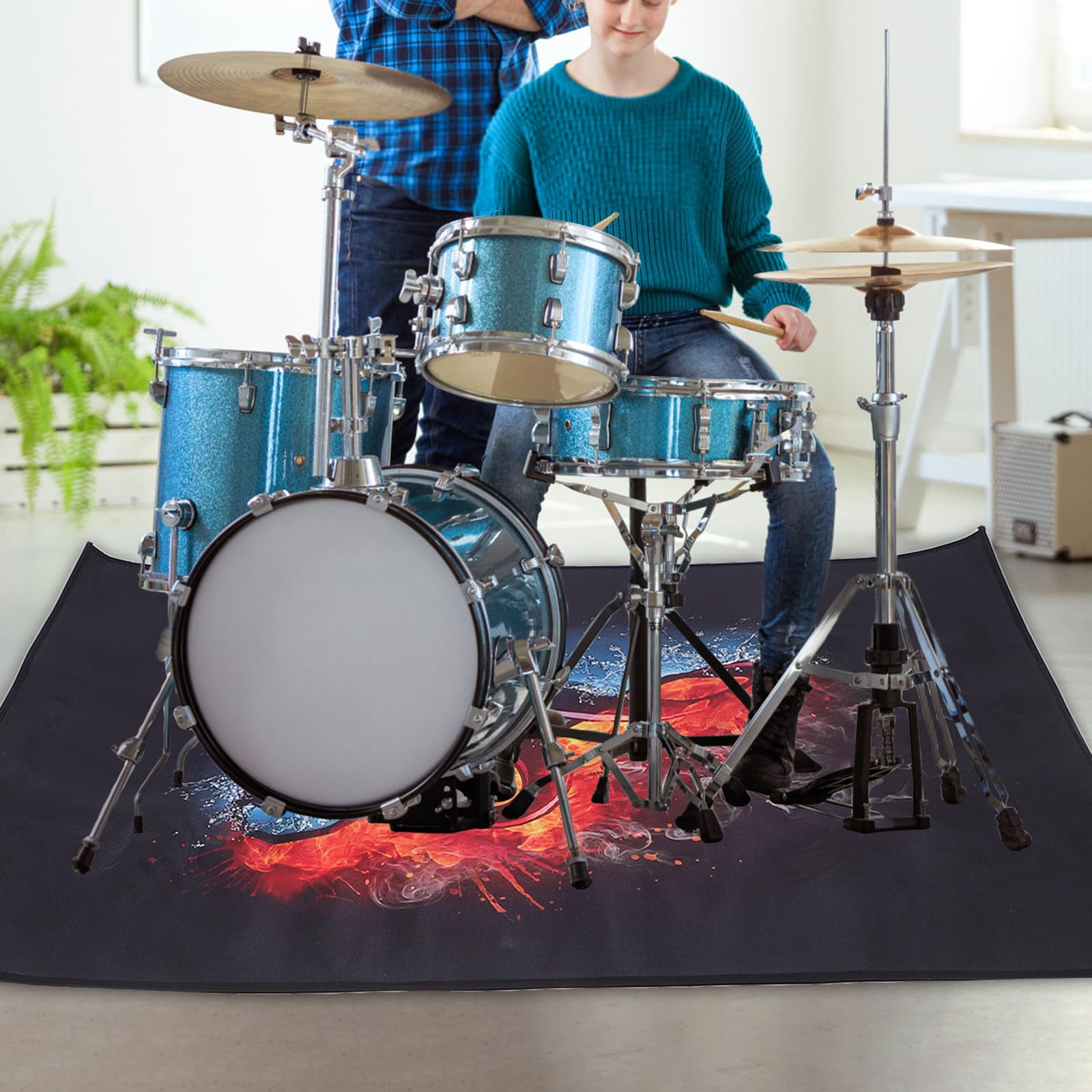 Veemoon Tapis de Batterie Insonorisant Tapis de Batterie Antidérapant en Flanelle Particules Antidérapantes du Bruit Électronique Maison Décorative