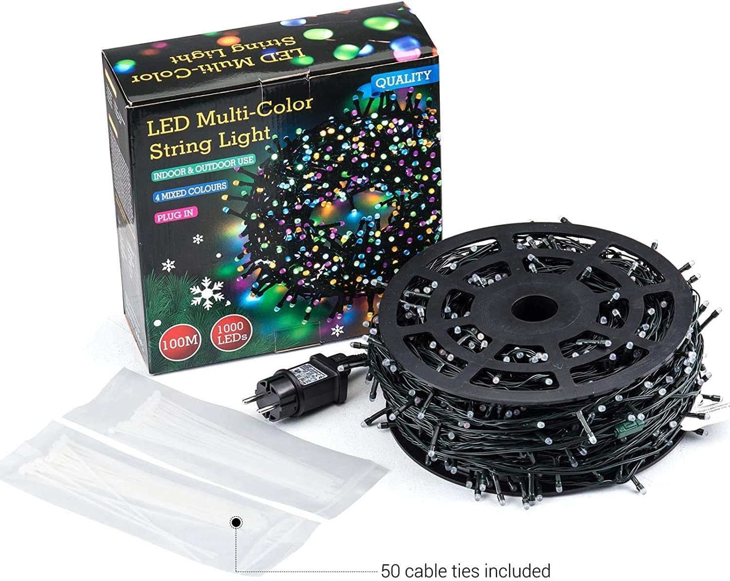 1000LED 100M Luci Natale Esterno, Stringa Luci Colorate 8 Modalità | Catena Luminosa Decorative IP44 Impermeabile per Albero Natale Giardino Interno Camere Letto Festa, Filo Verde