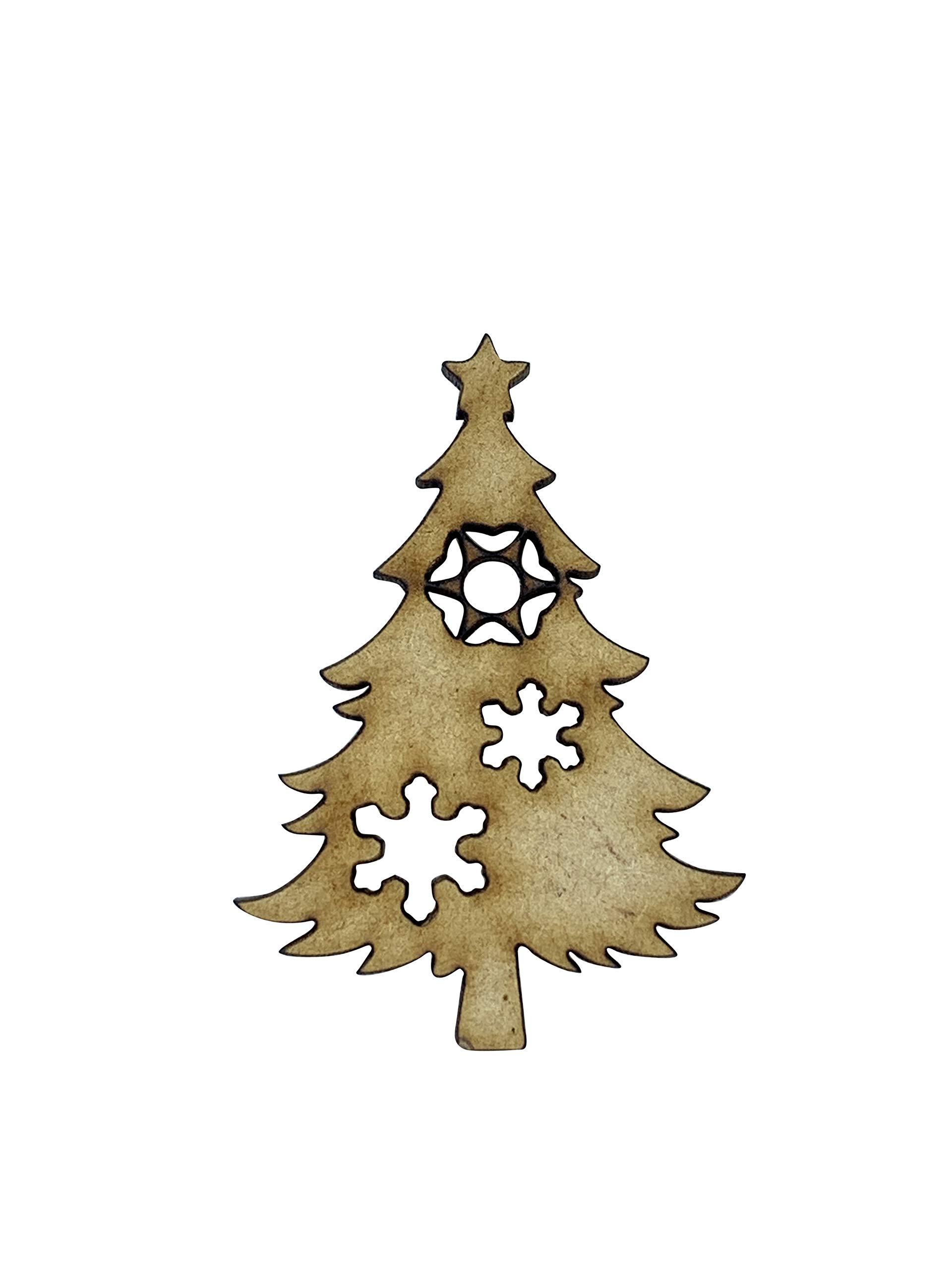 The Crafty Cow 6X Christmas Tree Xmas 5Cm Wood Craft Embelishments Laser Cut Shape Mdf