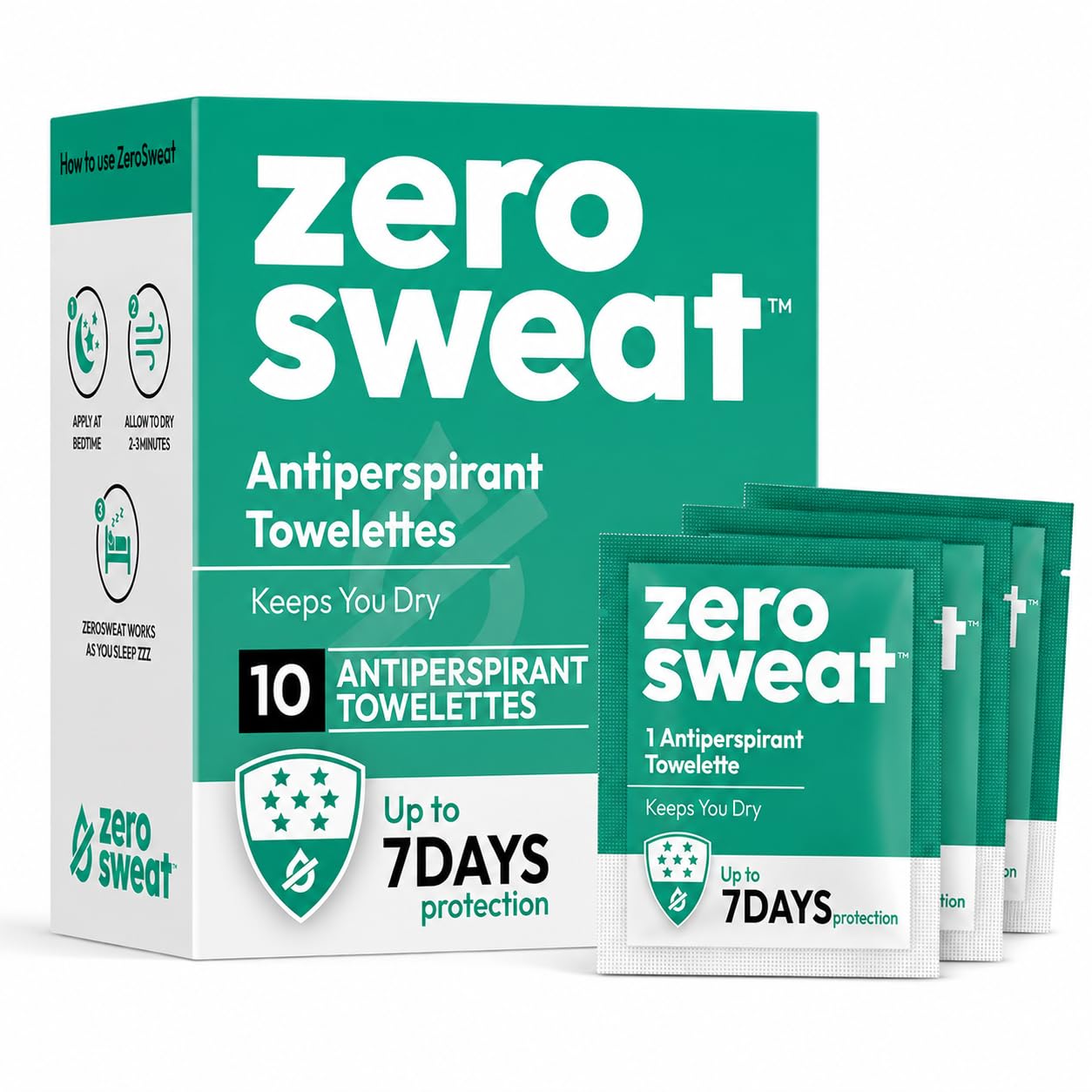 ZeroSweat Antiperspirant Wipes Deodorant | Clinical Strength Hyperhidrosis Treatment - Reduces Armpit Sweat - 10 Wipes New & Improved-picture-22