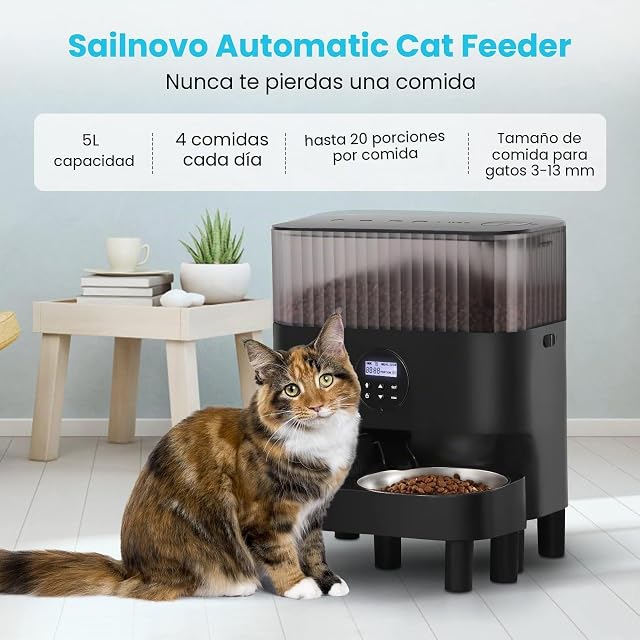 Foto 2 de 7 de Sailvono alimentador Temporizador para Gatos 20 porciones, grabadora de Voz