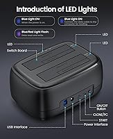 Vista 16 de ORICO Estación de acoplamiento de disco duro externo para disco duro de 2.5/3.5 pulgadas SSD USB 3.0 a SATA Hard Drive Dock hasta 22TB Soporte UASP