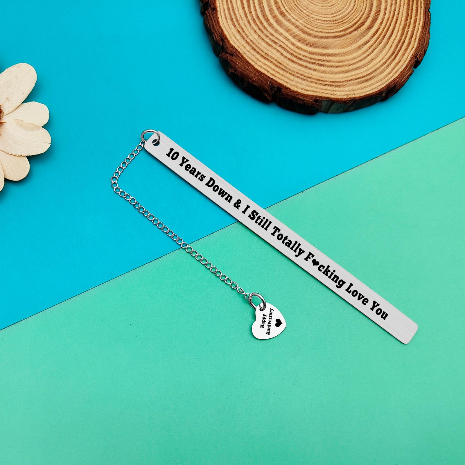 Funny 10 Years Anniversary Bookmark for Men Women 10th Wedding Anniversary for Husband Wife 10th Tin Gifts 10 Years of Marriage Gifts for Couple Boyfriend Girlfriend - Image 4