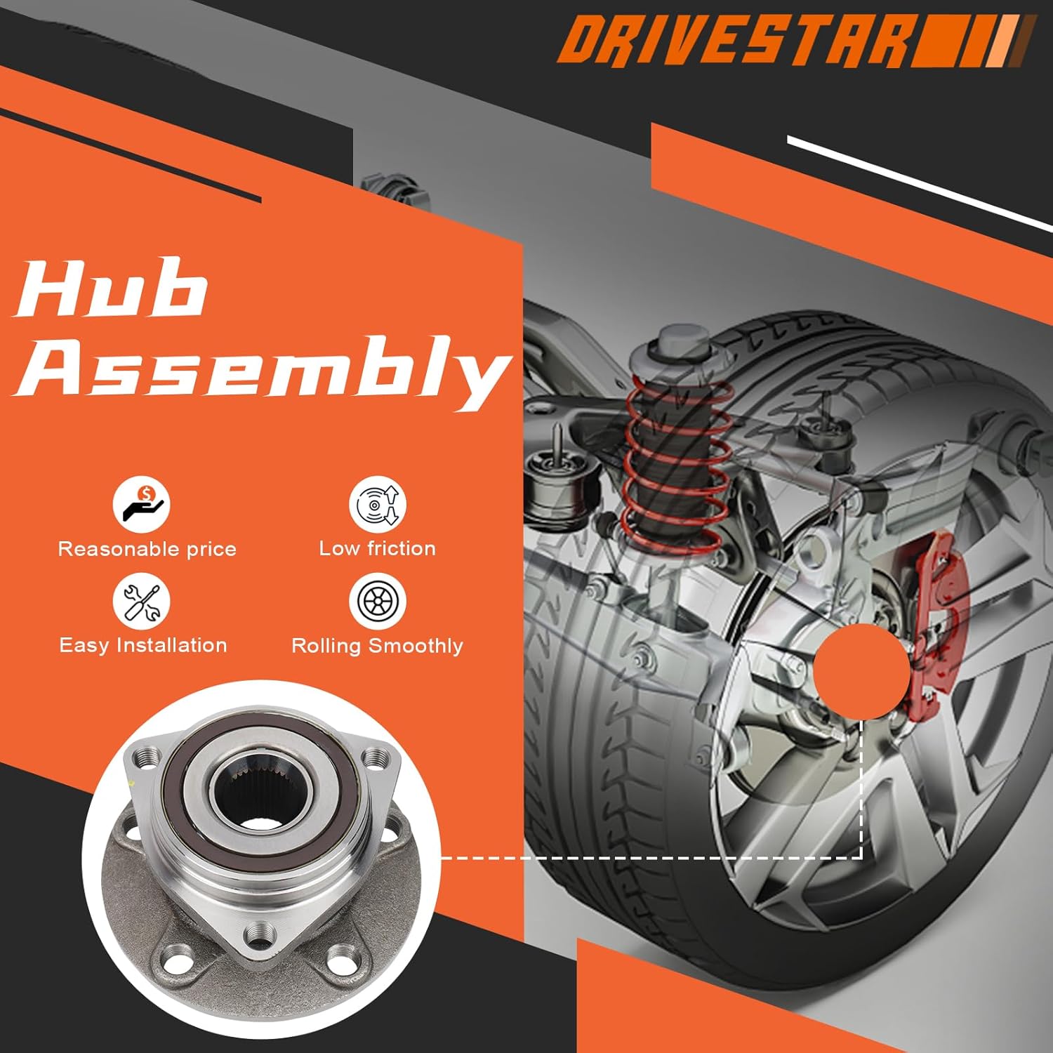 DRIVESTAR 513379x2 Front & Rear Wheel Hub and Bearing Assembly for Audi A3/A3 Quattro/Q3/RS3/S3/TT & TTS & TT RS Quattro, for VW Arteon/Jetta/Golf/Golf Alltrack/Golf R/Golf SportWagen/GTI/Taos/Tiguan