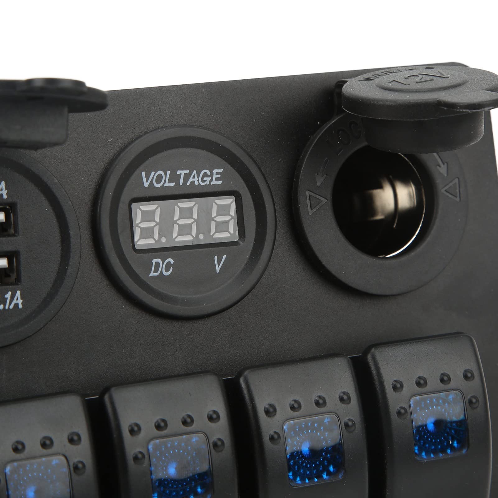 Panel de interruptores basculantes 4 posiciones con USB, toma encendedor y voltaje IP65 para camiones, RV, barcos autobuses