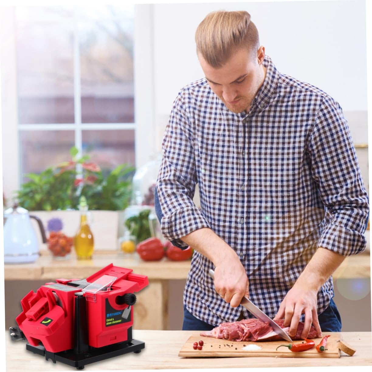 Electric Sharpener Machine Multifunctional Kitchen Tool for Scissors Drill Bits Easy to Use Suitable for Home Professional Chefs Random Color