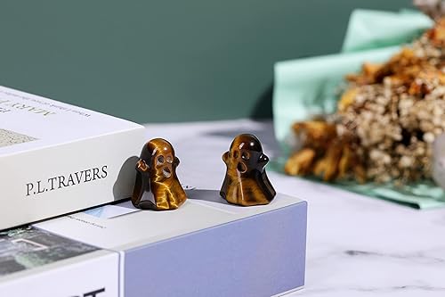 Miniatura 9 de Jovivi Figura decorativa de fantasma de cristal de cuarzo rosa de 1.2 pulgadas tallada a mano, piedra curativa Reiki, escultura de estatua de