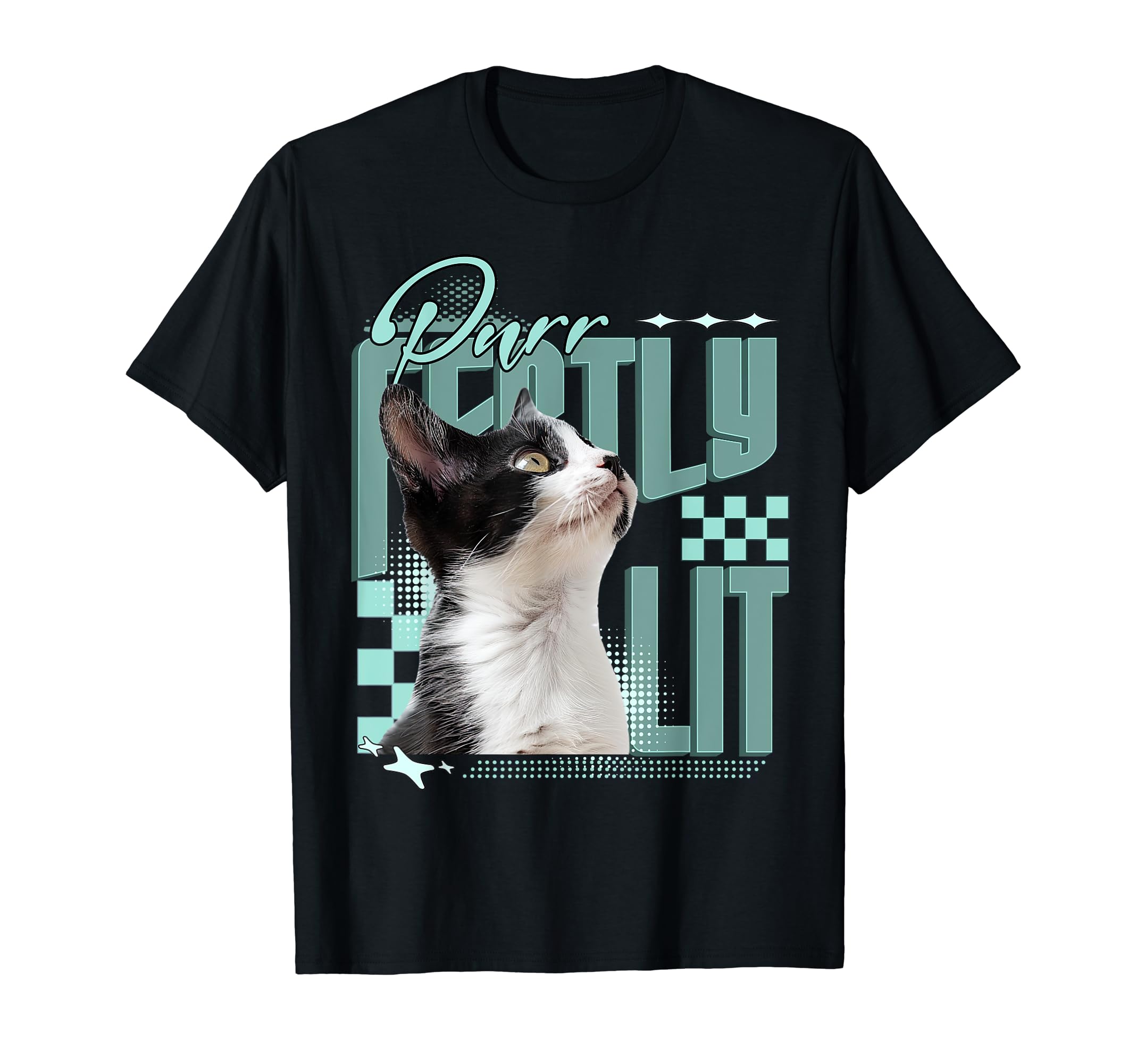 Amazon | 完全に照らされたかわいい猫 Y2K カワイイ美学 Tシャツ