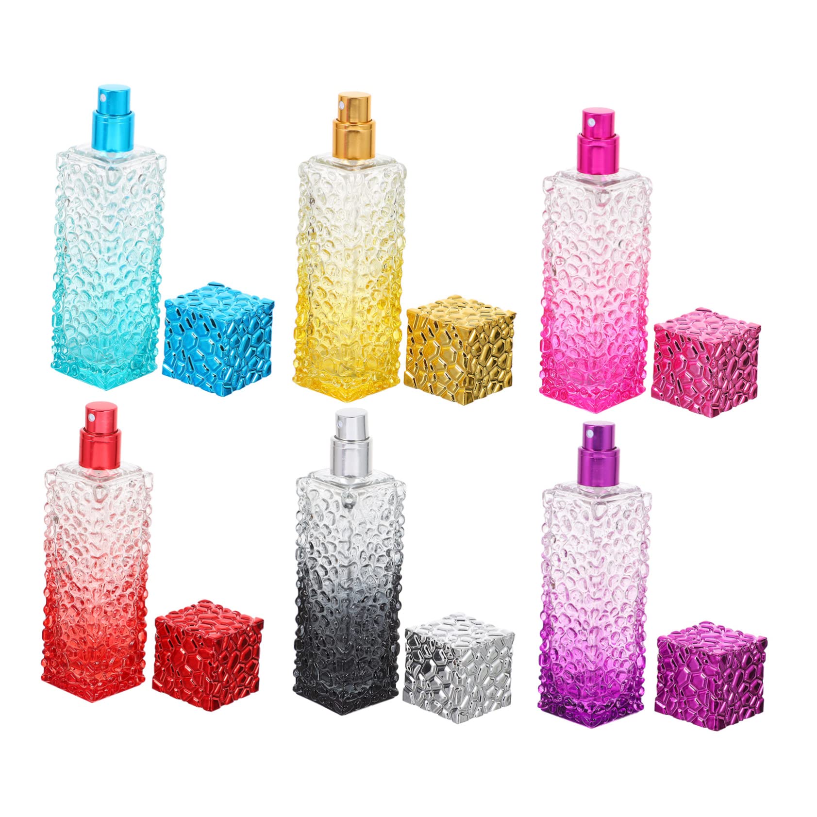 Botella de Perfume Degradado de Vidrio 50ml, 6 Piezas