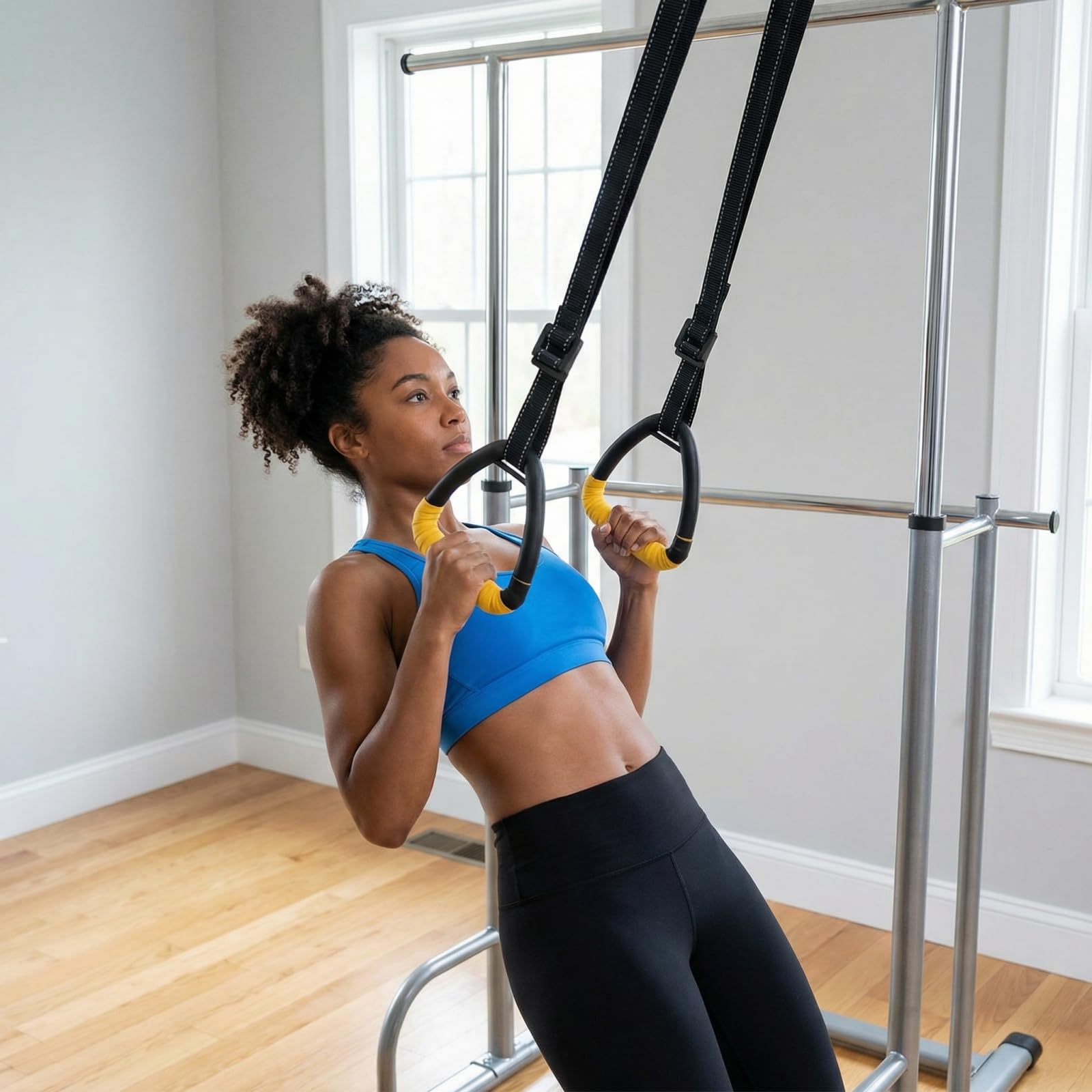 Grapelet Para pierścionków dla dorosłych, sprzęt do fitnessu, pierścienie do podciągania, pierścienie do fitnessu w domu dla dorosłych, smycz do treningów treningowych (żółte)