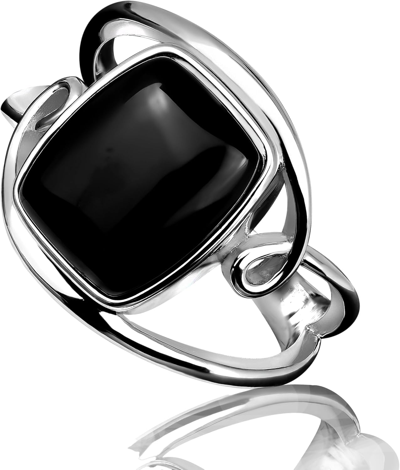 Black Onyx Sterling Silver Ring Big and Beauty Shape Gemstone Signet