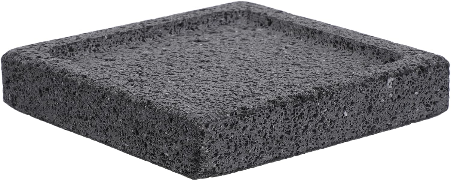 LOGOFUN Volcanic Rock Grilling Plate Korean Style Stone Grill Plate for BBQ Steak Pizza and Fish Outdoor Picnic Supplies