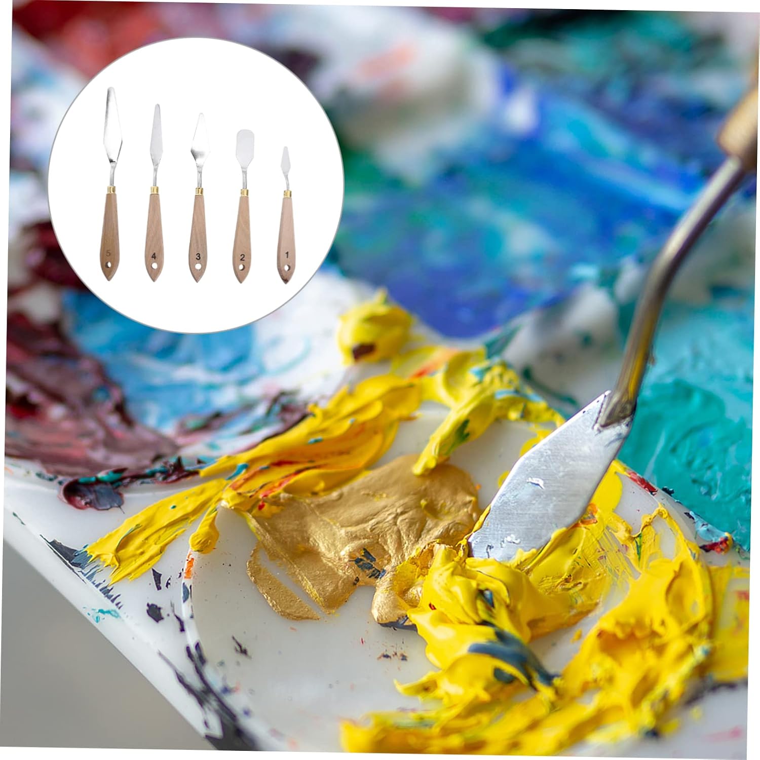 10pcs Oil Painting Knives Set Wooden Handles for Mixing and Palette Use Art Tools for Artists Easy to Clean and Maintain for Oil Painting and Texture Art Supplies