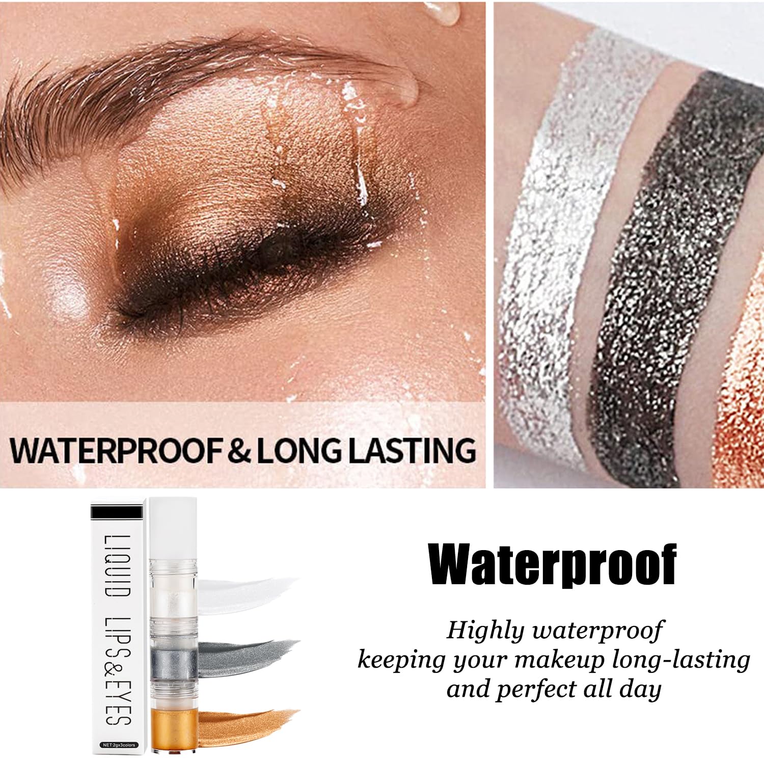 Three-Tone Liquid Glitter Eyeshadow - Image 4